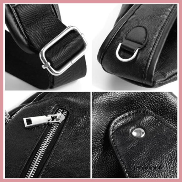 PU Leather Sling Bag Crossbody Backpack Travel Daypack Lightweight